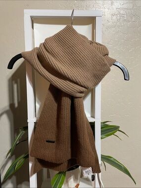 JW ANDERSON Gradient Ombré Brown Ribbed Knit Scarf